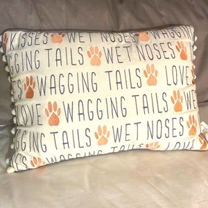 Dog themed embroidery throw pillow wagging tails 🐾 wet nose’s embroidered paws